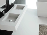 Plan vasque Design, fabrication sur mesure, Largeur 120 à 200 cm x Profondeur 40 à 60 cm, résine minérale ACRYSTONE® SOLID-SURFACE Finition lisse blanc mate, Livraison Offerte et Rapide.